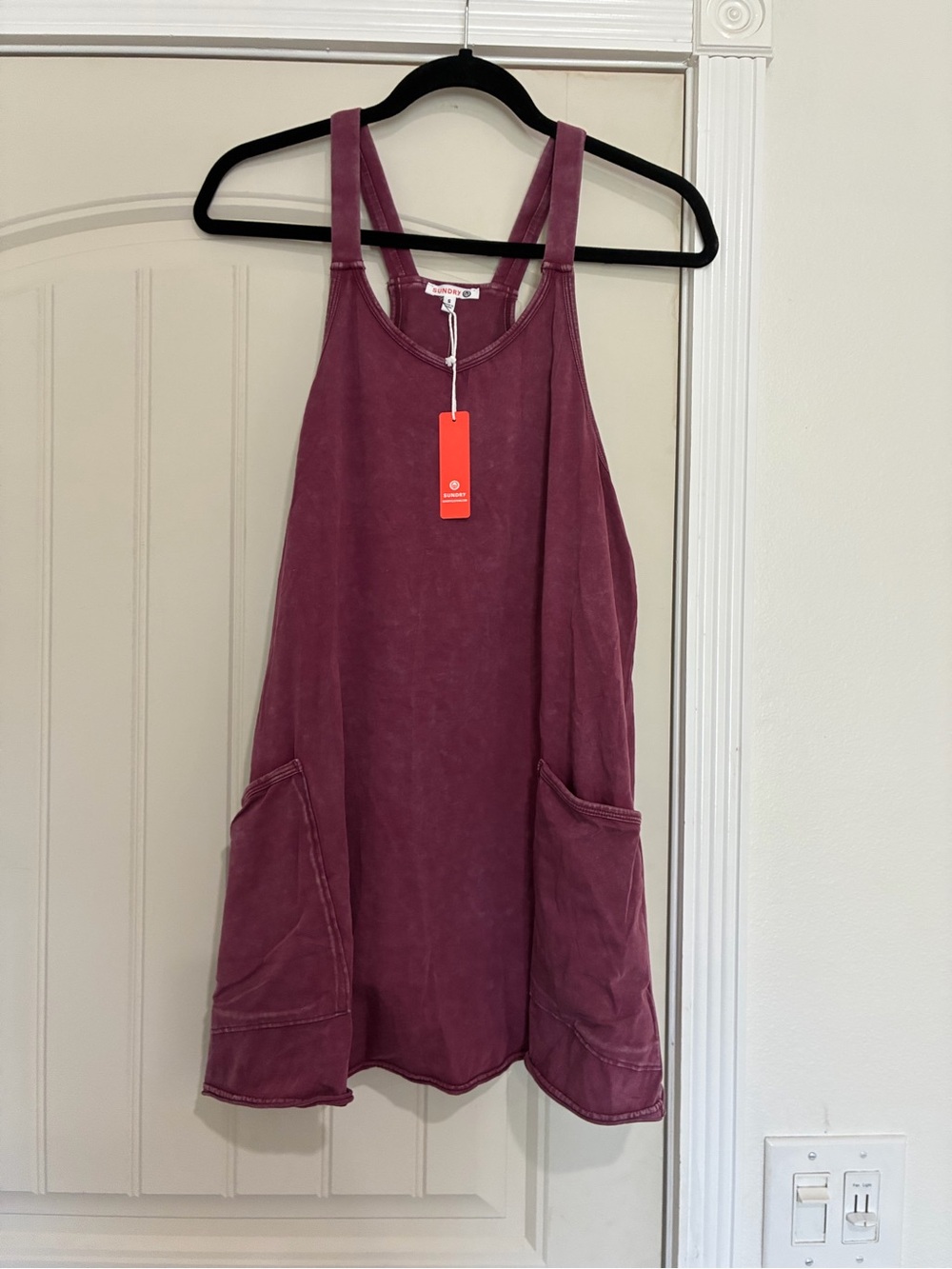 Sundry Washed Burgundy Dress with built in romper NWT